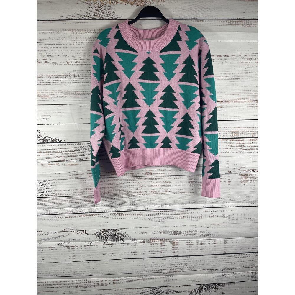 Grayson Threads Sweater Womens Large Pink Ugly Christmas Tree Pullover Knit